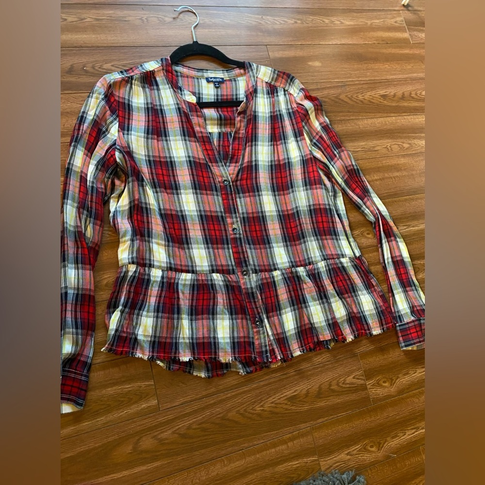 Splendid Multicolor red Plaid Shirt with ruffle bottom
